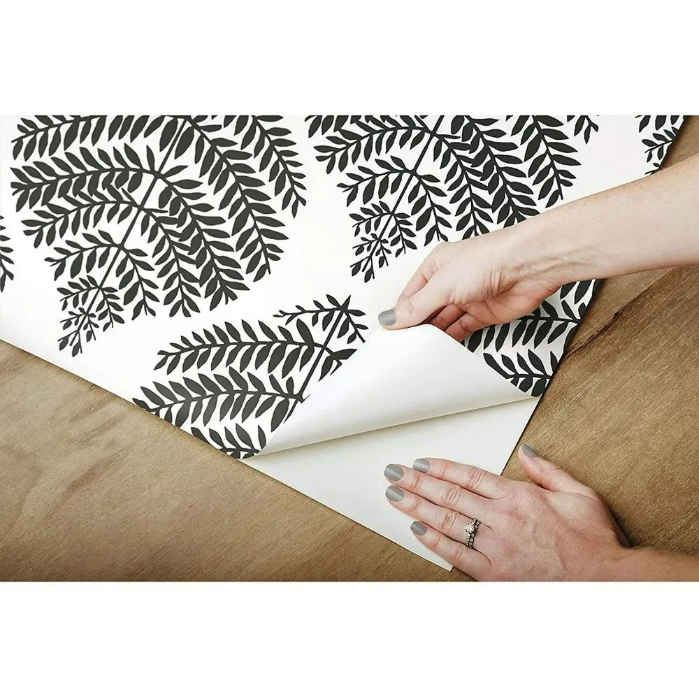 2pk RoomMates Hygge Fern Damask Peel & Stick Wallpaper (56.36 Sq Ft) Black White